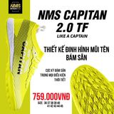  Giày Bóng Đá Chính Hãng Cỏ Nhân Tạo NMS CAPITAN 2.0 Bo Thun Vàng Chuối TF 