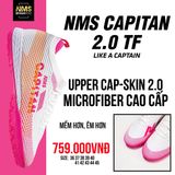  Giày Bóng Đá Chính Hãng Cỏ Nhân Tạo NMS CAPITAN 2.0 Bo Thun Trắng/Cam/Hồng TF 