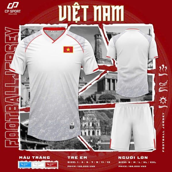  Bộ Quần Áo Bóng Đá CP Việt Nam - VN Trắng 