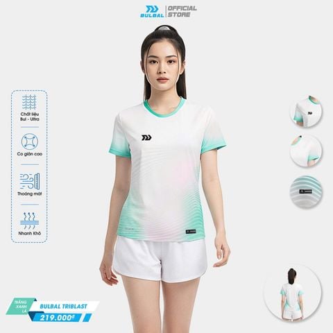  Áo Pickleball Nữ Bulbal Triblast Trắng Xanh Lá 