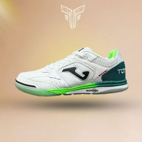 GIÀY BÓNG ĐÁ FUTSAL CHÍNH HÃNG JOMA TOP FLEX REBOUND IN 2632 - TRẮNG/XANH LÁ IC 