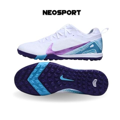  Giày Bóng Đá Cỏ Nhân Tạo Mercurial Vapor 16 Pro Bo Thun Trắng Đế Tím Đậm TF 