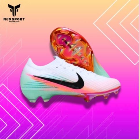  Giày Bóng Đá Cỏ Tự Nhiên Mercurial Vapor 16 Elite Bo Thun Trắng Hồng/Cam FG 