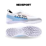  Giày Bóng Đá Chính Hãng Cỏ Nhân Tạo NMS CAPITAN 2.0 Bo Thun Trắng/Đen/Xanh Da TF 