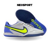  Giày Bóng Đá Futsal Tiempo 9 Pro Bo Thun Xám Gót Tím IC 