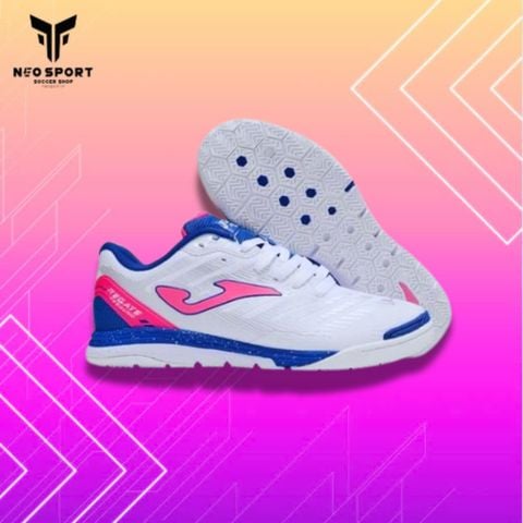  Giày Bóng Đá Futsal Joma FS Reactive Trắng Gót Xanh Bích Logo Hồng IC 
