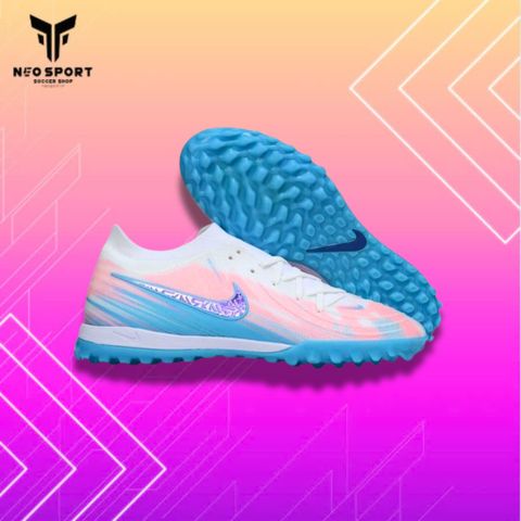  Giày Bóng Đá Cỏ Nhân Tạo Phantom GX2 Elite V1.2 Bo Thun Trắng Hồng Đế Xanh Da TF 