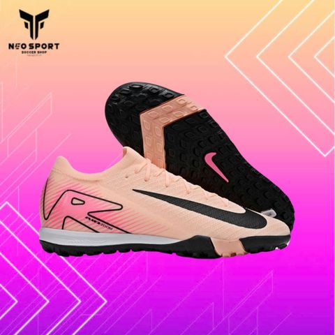  Giày Bóng Đá Cỏ Nhân Tạo Mercurial Vapor 16 Elite Bo Thun Cam Sữa Gót Hồng TF 