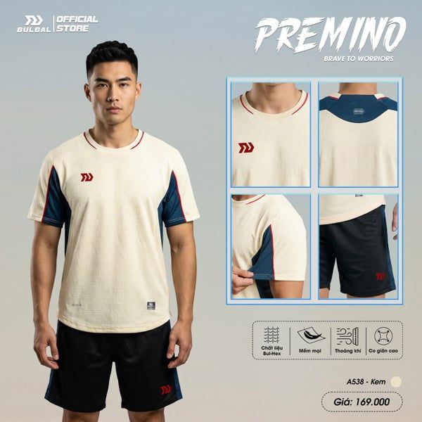  Bộ Quần Áo Bóng Đá Bulbal Premino Kem 