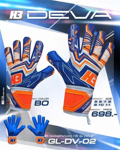  Găng Tay Thủ Môn Chính Hãng Thái Lan H3 DEVA2 Xanh Đen Cam 
