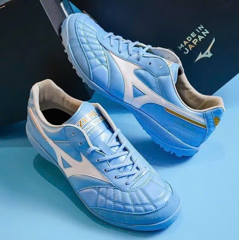  Giày Bóng Đá Cỏ Nhân Tạo Mizuno Morelia Sala Japan M8 Đế Đệm Xanh Da TF 