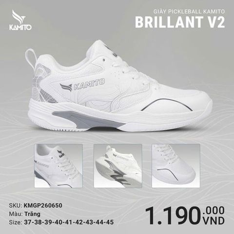  Giày Pickleball Kamito Brillant V2 Trắng 