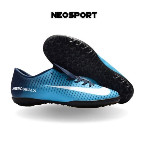  Giày Bóng Đá Cỏ Nhân Tạo Mercurial Victory 6 Xanh Da Gót Đen TF 