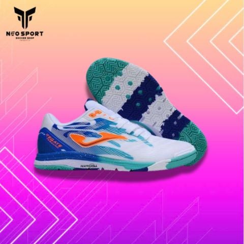  Giày Bóng Đá Futsal Joma FS Reactive Trắng Xanh Bích Đế Sọc IC 