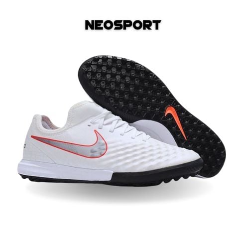  Giày Bóng Đá Cỏ Nhân Tạo Magistax bo thun Trắng Đế Đen TF 