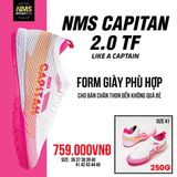  Giày Bóng Đá Chính Hãng Cỏ Nhân Tạo NMS CAPITAN 2.0 Bo Thun Trắng/Cam/Hồng TF 