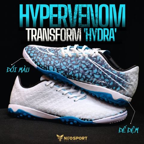  Giày Bóng Đá Cỏ Nhân Tạo Hypervenom Phantom RGN Transform 'Hydra' Trắng Đế Xanh Da TF 