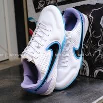  Giày Bóng Đá Cỏ Nhân Tạo Tiempo 9 Pro Bo Thun Trắng Đế Xanh Da TF 