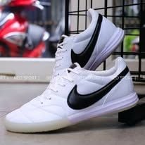  Giày Đá Banh Futsal Tiempo Sala Trắng Logo Đen IC 