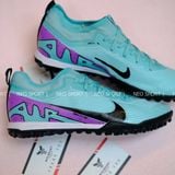  Giày Bóng Đá Cỏ Nhân Tạo Mercurial Vapor 15 Pro Airzoom Bo Thun Xanh Ngọc Gót Tím TF 