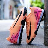  Giày Bóng Đá Cỏ Nhân Tạo Mercurial Vapor 16 Elite Bo Thun Cam Sữa Gót Hồng TF 