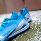  Giày Bóng Đá Cỏ Nhân Tạo Mercurial Vapor 16 Pro Bo Thun V3 Xanh Cổ Vịt TF 