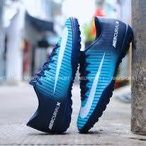  Giày Bóng Đá Cỏ Nhân Tạo Mercurial Victory 6 Xanh Da Gót Đen TF 