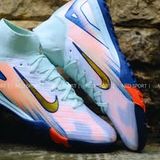  Giày Bóng Đá Cỏ Nhân Tạo Mercurial Superfly 10 Cổ Cao MDS009 Xám Xanh TF 