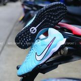  Giày Bóng Đá Cỏ Nhân Tạo Tiempo 10 Pro Bo Thun Xanh Ngọc Logo Trắng Hồng TF 