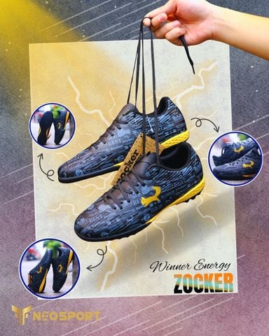  Giày Bóng Đá Chính Hãng Zocker Winner Energy Đen/Đồng TF 