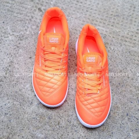  Giày Bóng Đá Futsal Lunar Gato II Cam Đế Trắng IC 