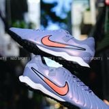  Giày Bóng Đá Cỏ Nhân Tạo Tiempo 10 Pro Bo Thun Xám Logo Cam TF 
