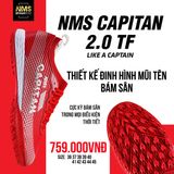  Giày Bóng Đá Chính Hãng Cỏ Nhân Tạo NMS CAPITAN 2.0 Bo Thun Đỏ TF 