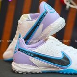  Giày Bóng Đá Cỏ Nhân Tạo Tiempo 9 Pro Bo Thun Trắng Đế Xanh Da TF 