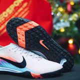  Giày Bóng Đá Cỏ Nhân Tạo Mercurial Vapor 16 Elite Bo Thun Cam Nhạt Xanh Biển TF 