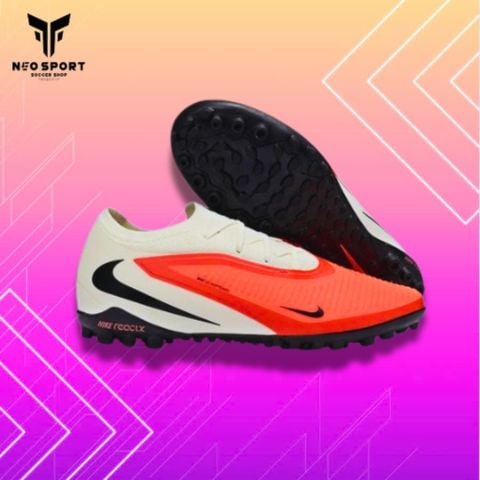  Giày Bóng Đá Cỏ Nhân Tạo Phantom 6 Pro Bo Thun Đỏ Gót Trắng TF 