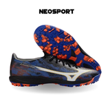  Giày Bóng Đá Cỏ Nhân Tạo Mizuno Alpha 3 Elite Pro Bo Thun Đen Xanh Logo Trắng TF 