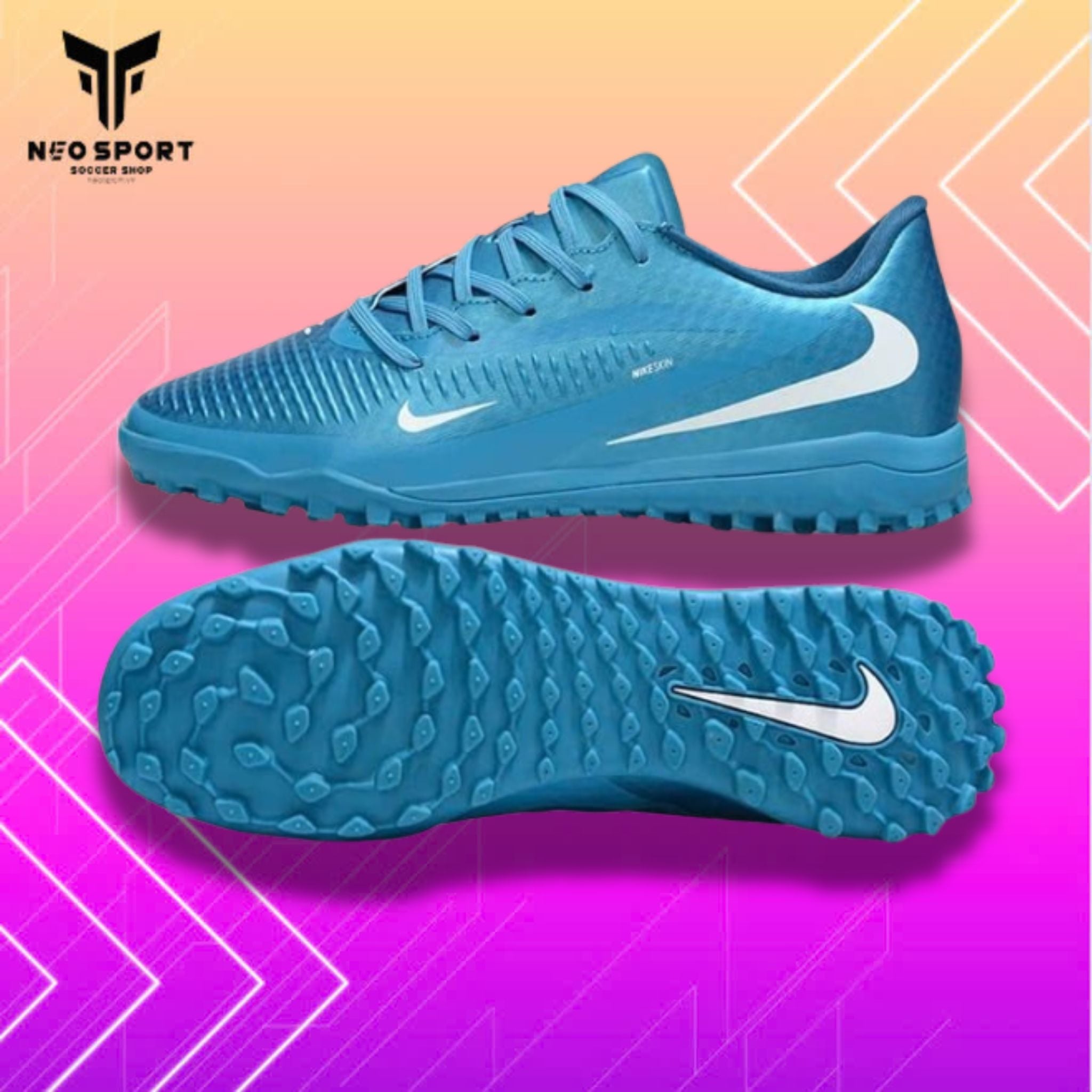  Giày Bóng Đá Cỏ Nhân Tạo Phantom 6 Low Academy Xanh Cổ Vịt TF 