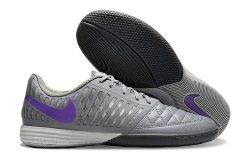  Giày Bóng Đá Futsal Lunar Gato II Xám Logo Tím IC 