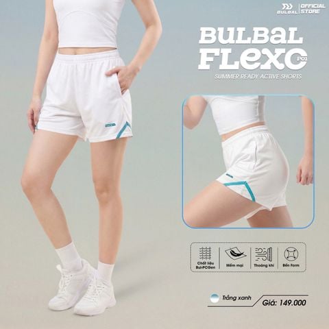  Quần Short Pickleball Nữ Bulbal Flexo P01 Trắng Xanh 