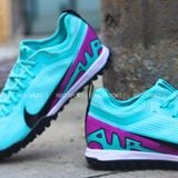  Giày Bóng Đá Cỏ Nhân Tạo Mercurial Vapor 15 Pro Airzoom Bo Thun Xanh Ngọc Gót Tím TF 