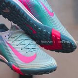  Giày Bóng Đá Cỏ Nhân Tạo Mercurial Vapor 16 Elite Bo Thun Xám Xanh/Logo Hồng TF 