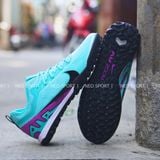  Giày Bóng Đá Cỏ Nhân Tạo Mercurial Vapor 15 Pro Airzoom Bo Thun Xanh Ngọc Gót Tím TF 