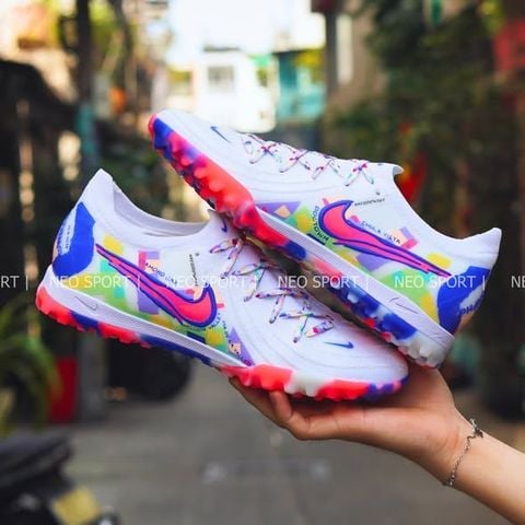  Giày Bóng Đá Cỏ Nhân Tạo Phantom GX2 Elite Bo Thun So Cal Trắng Đế Camo TF 