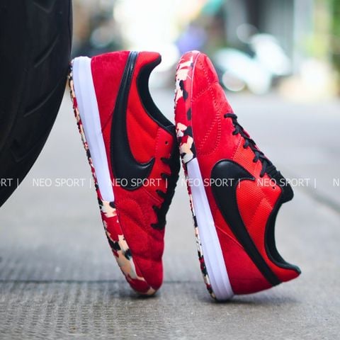  Giày Đá Banh Futsal Tiempo Sala Premier Đỏ Logo Đen ĐẾ Camo IC 