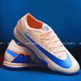  Giày Bóng Đá Cỏ Nhân Tạo Mercurial Vapor 16 Elite Bo Thun Cam Nhạt Đế Xanh Bích TF 