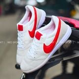  Giày Đá Banh Futsal Tiempo Sala Premier Trắng Xám Logo Đỏ IC 