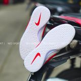  Giày Đá Banh Futsal Tiempo Sala Premier Trắng Xám Logo Đỏ IC 