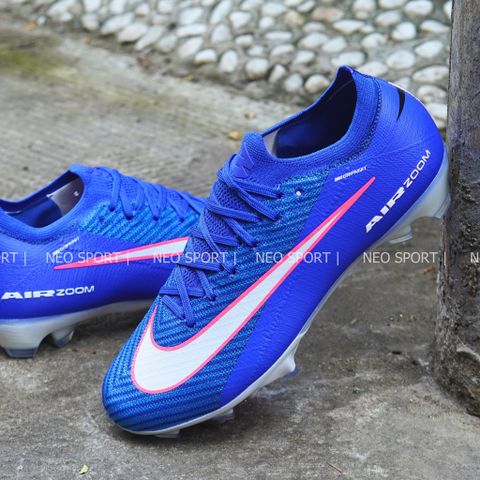  Giày Bóng Đá Cỏ Tự Nhiên Mercurial Vapor 16 Elite Bo Thun Xanh Bích Coban/Hồng FG 