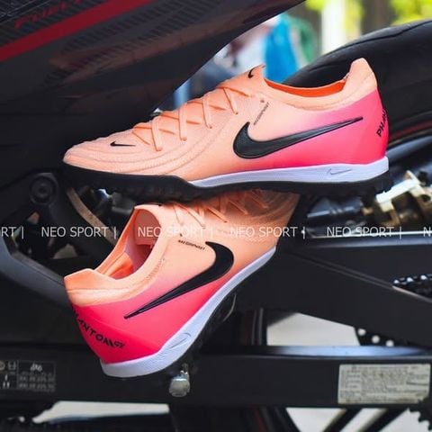  Giày Bóng Đá Cỏ Nhân Tạo Phantom GX2 Elite V1.2 Bo Thun Cam Nhạt Gót Hồng Boost Trắng TF 